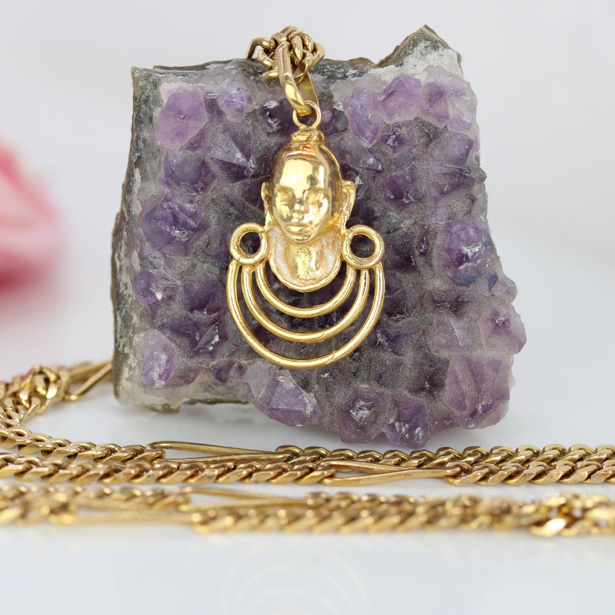 Chaine en or jaune et son pendentif Masai-photo-3
