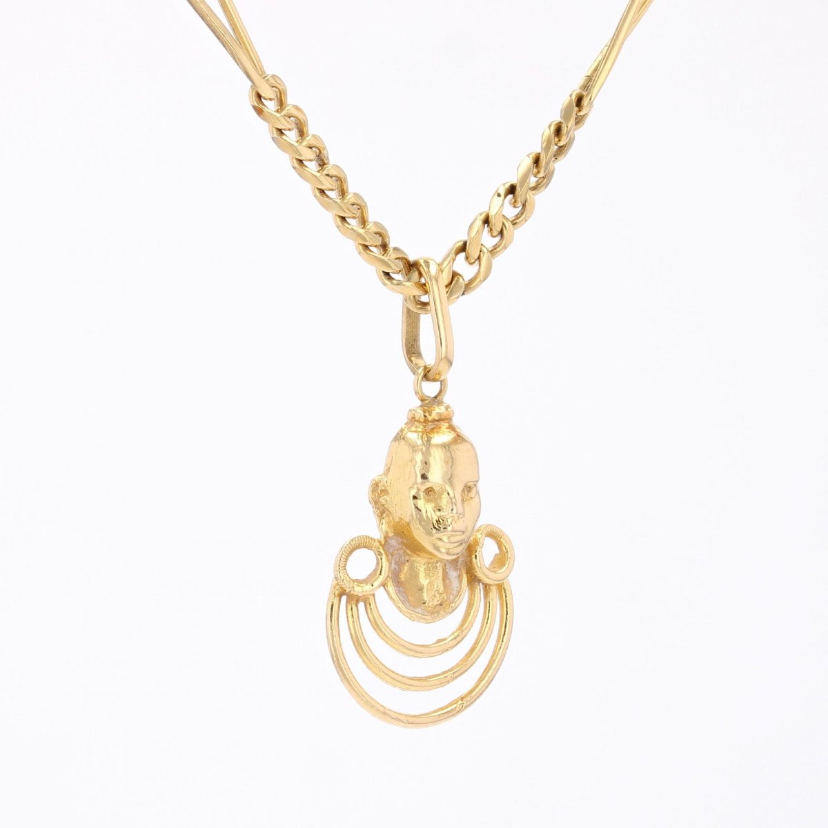 Chaine en or jaune et son pendentif Masai-photo-1