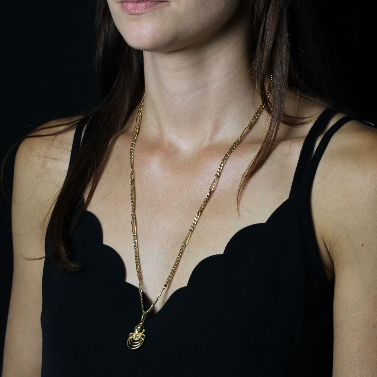 Chaine en or jaune et son pendentif Masai-photo-5