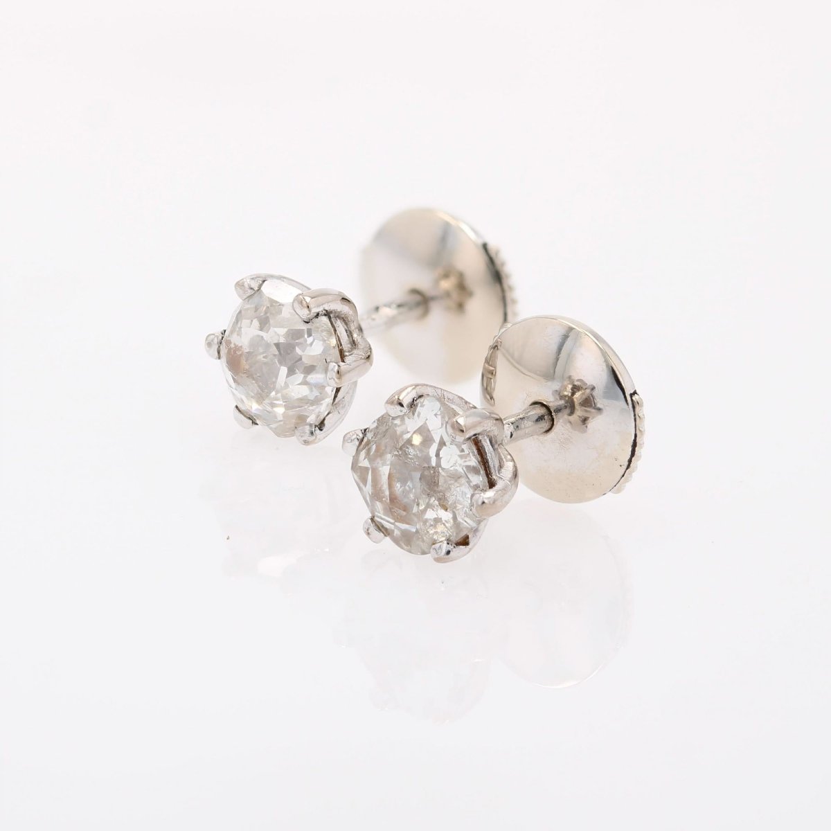 Puces d'oreilles ancienne diamants taille coussin-photo-4