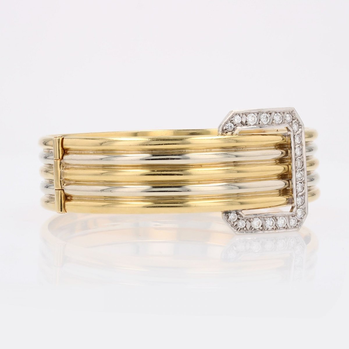 Bracelet jonc deux ors et sa boucle diamants-photo-1