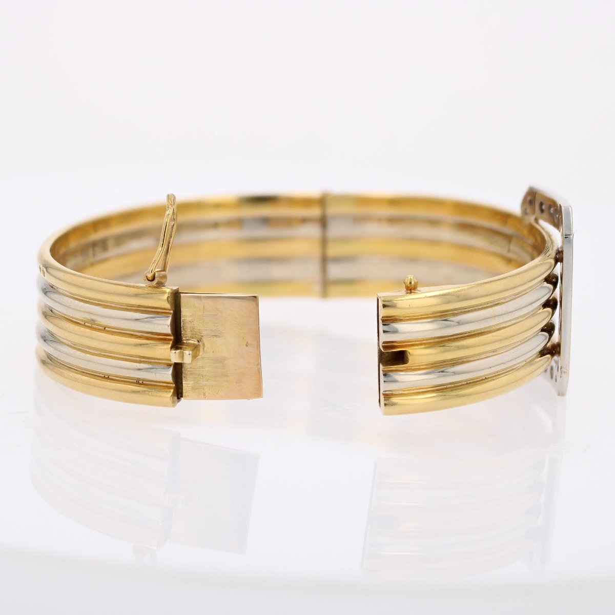Bracelet jonc deux ors et sa boucle diamants-photo-6