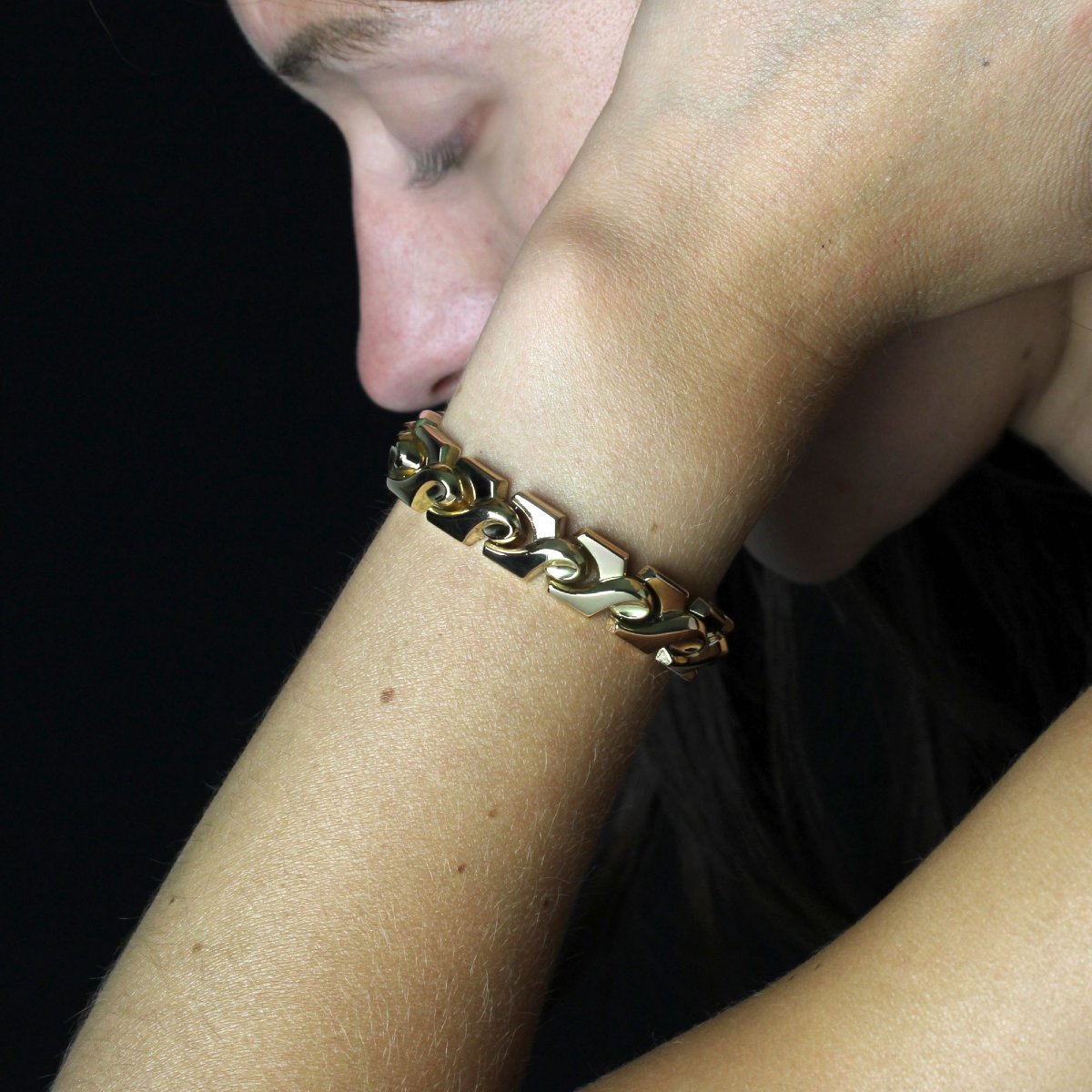 Bracelet ancien motifs nœuds articulés-photo-2
