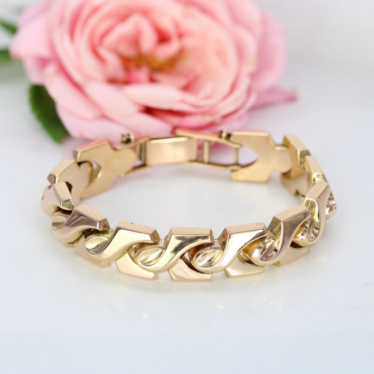 Bracelet ancien motifs nœuds articulés-photo-3
