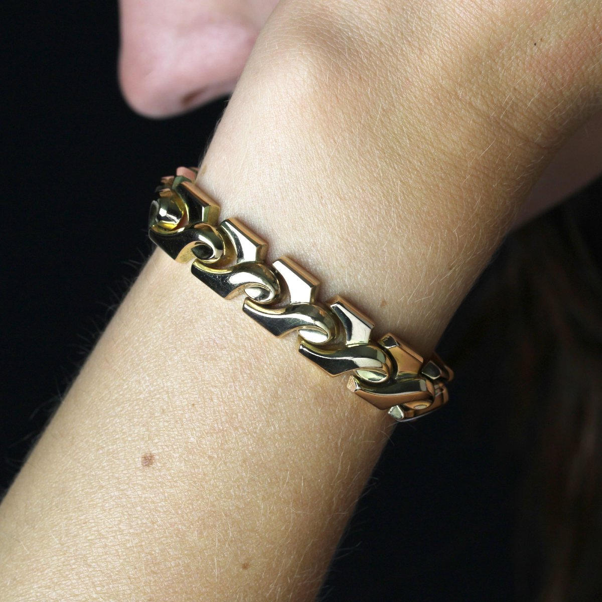 Bracelet ancien motifs nœuds articulés-photo-2