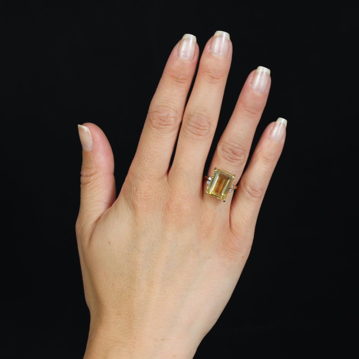Bague Stern citrine et diamants-photo-2