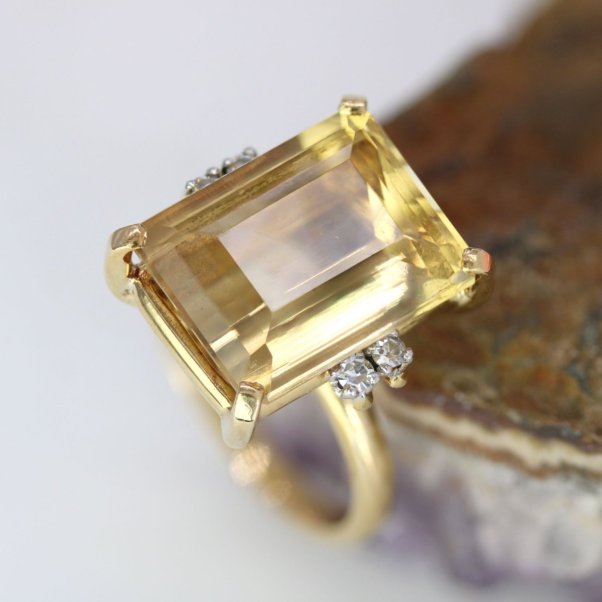 Bague Stern citrine et diamants-photo-6