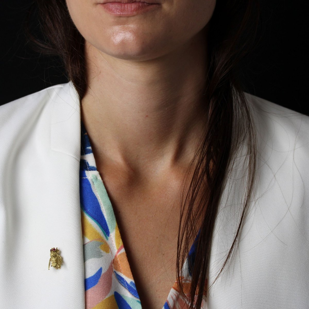 Broche abeille or et rubis-photo-2