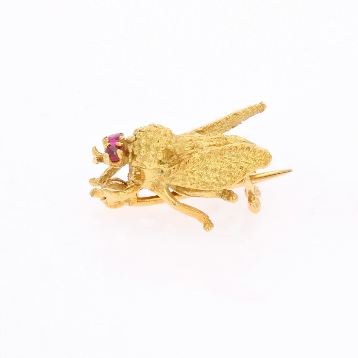 Broche abeille or et rubis-photo-4