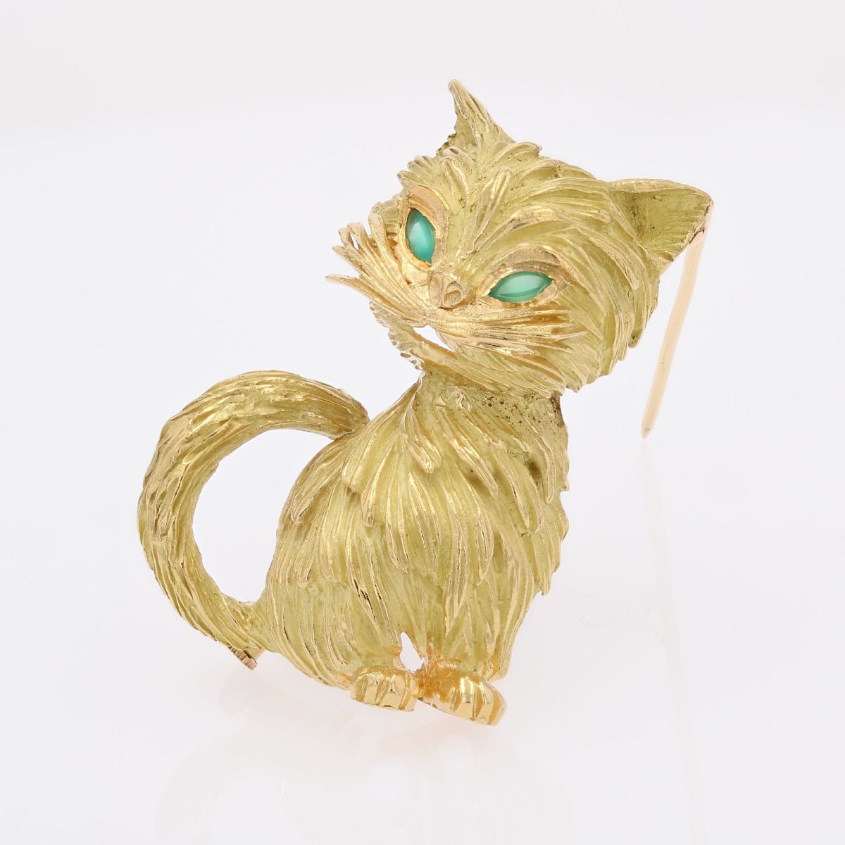 Broche chat or jaune vintage-photo-4