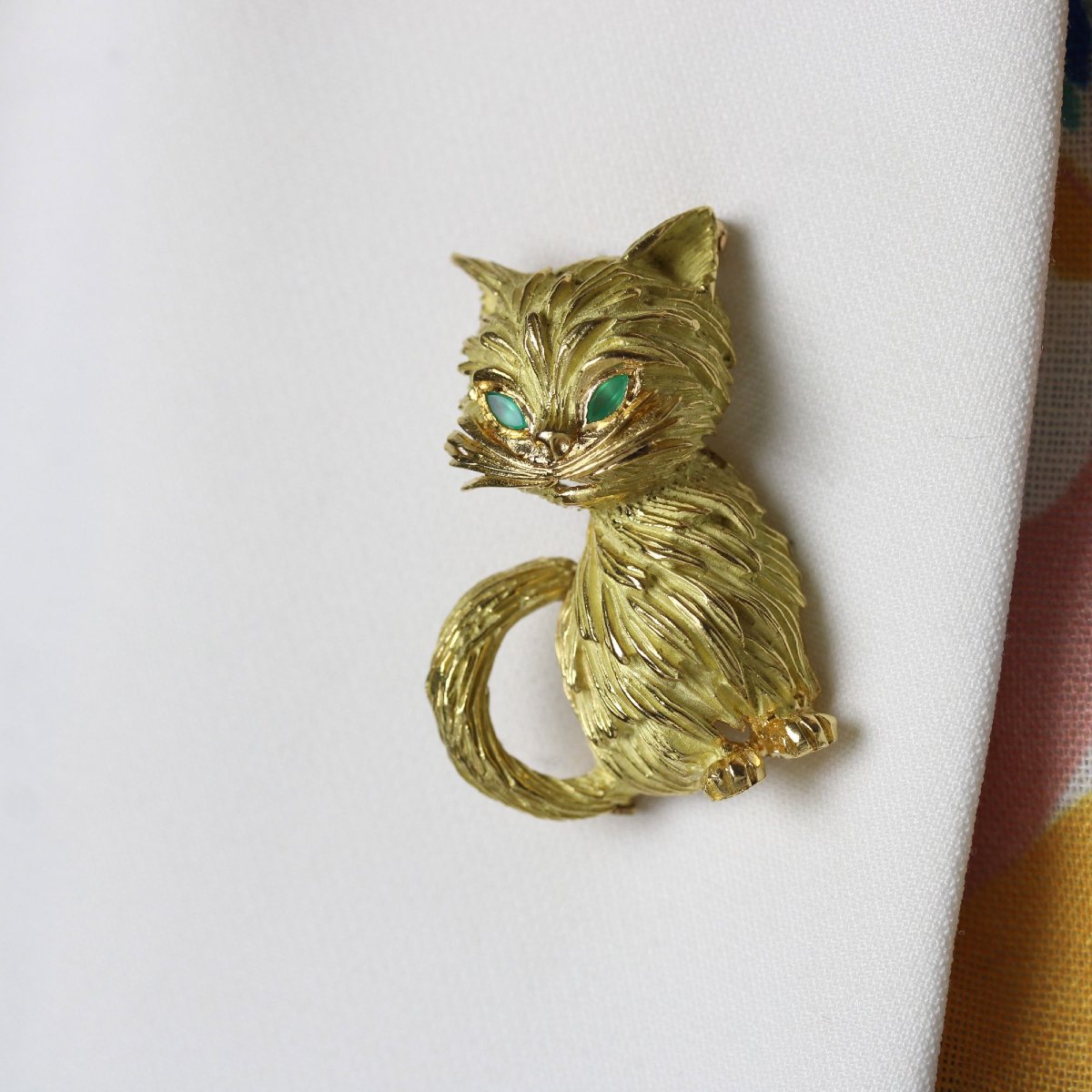 Broche chat or jaune vintage-photo-3