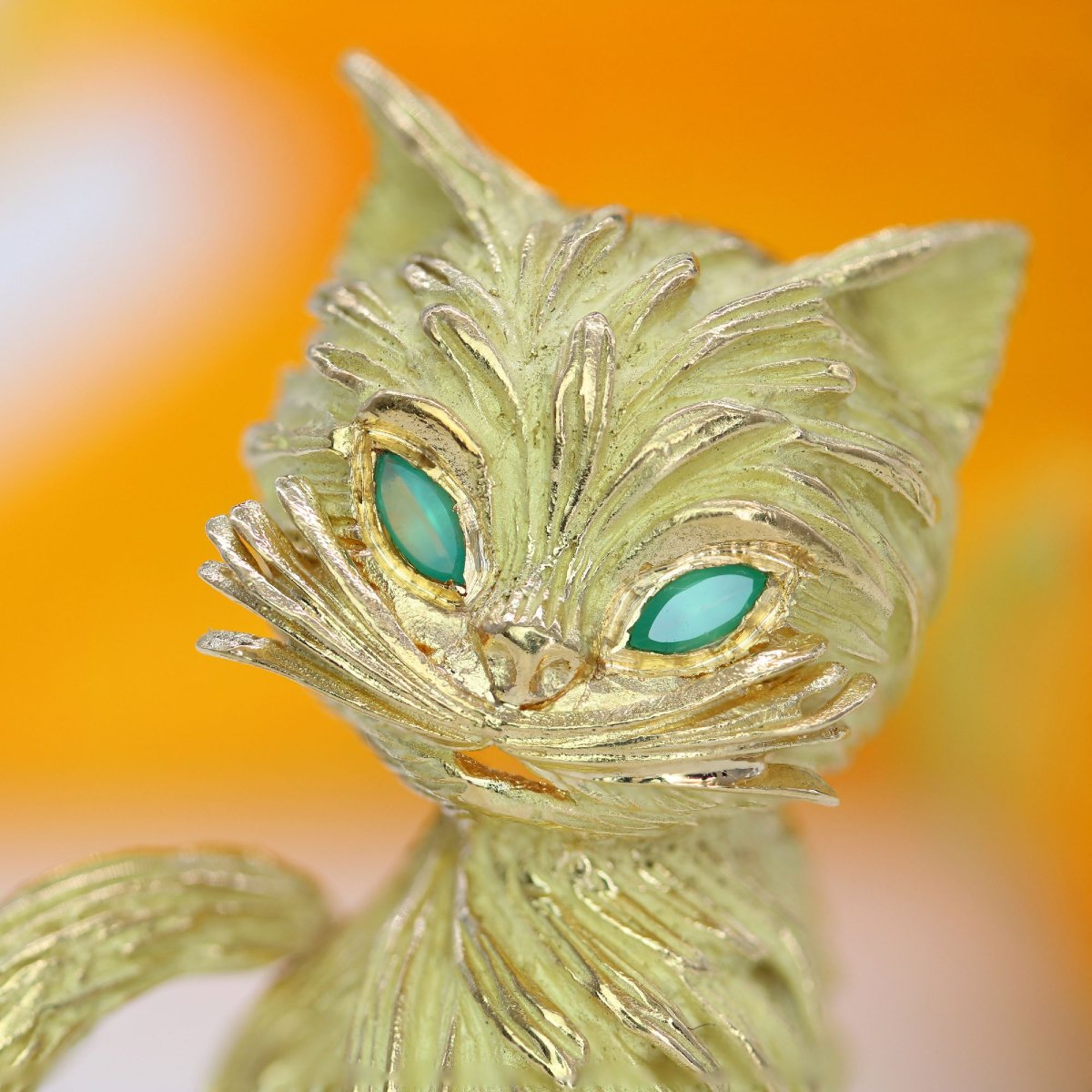 Broche chat or jaune vintage-photo-4