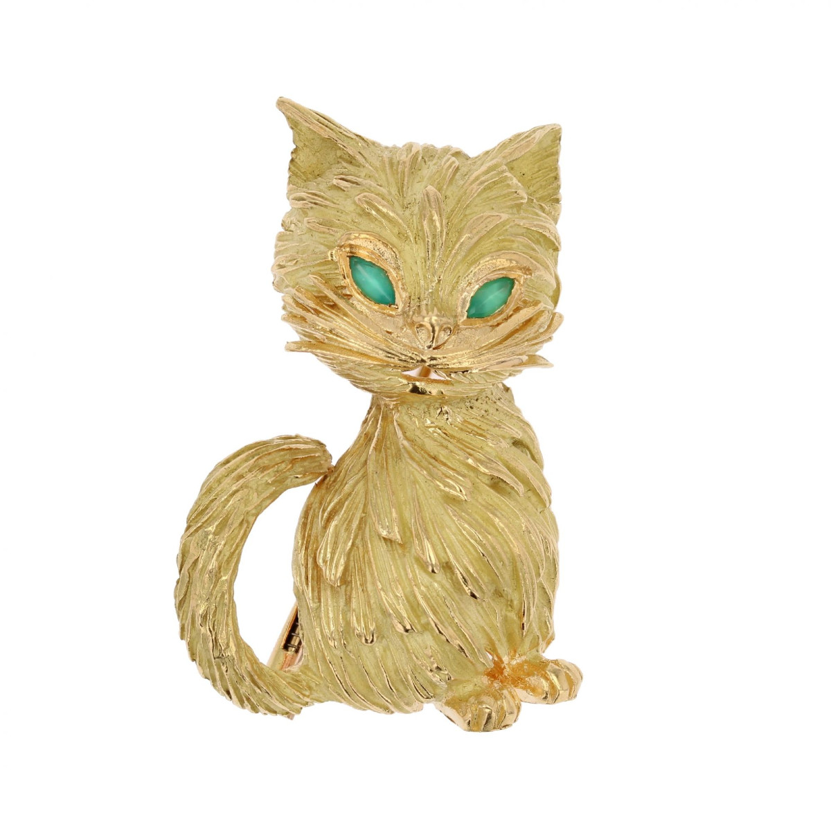 Broche chat or jaune vintage