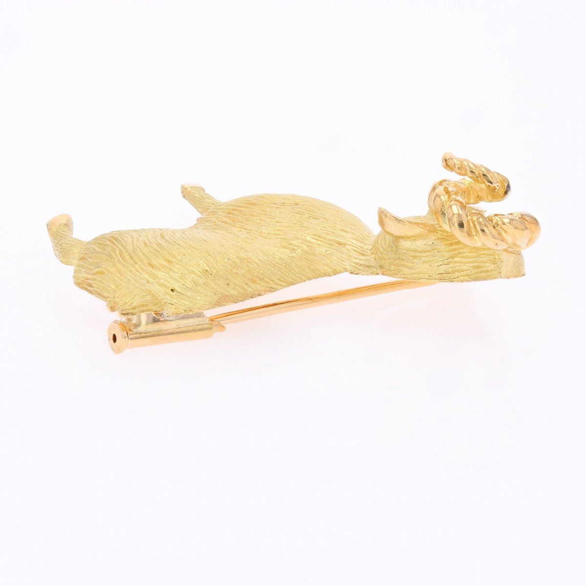 Yellow Gold Sapphire Ram Brooch-photo-4