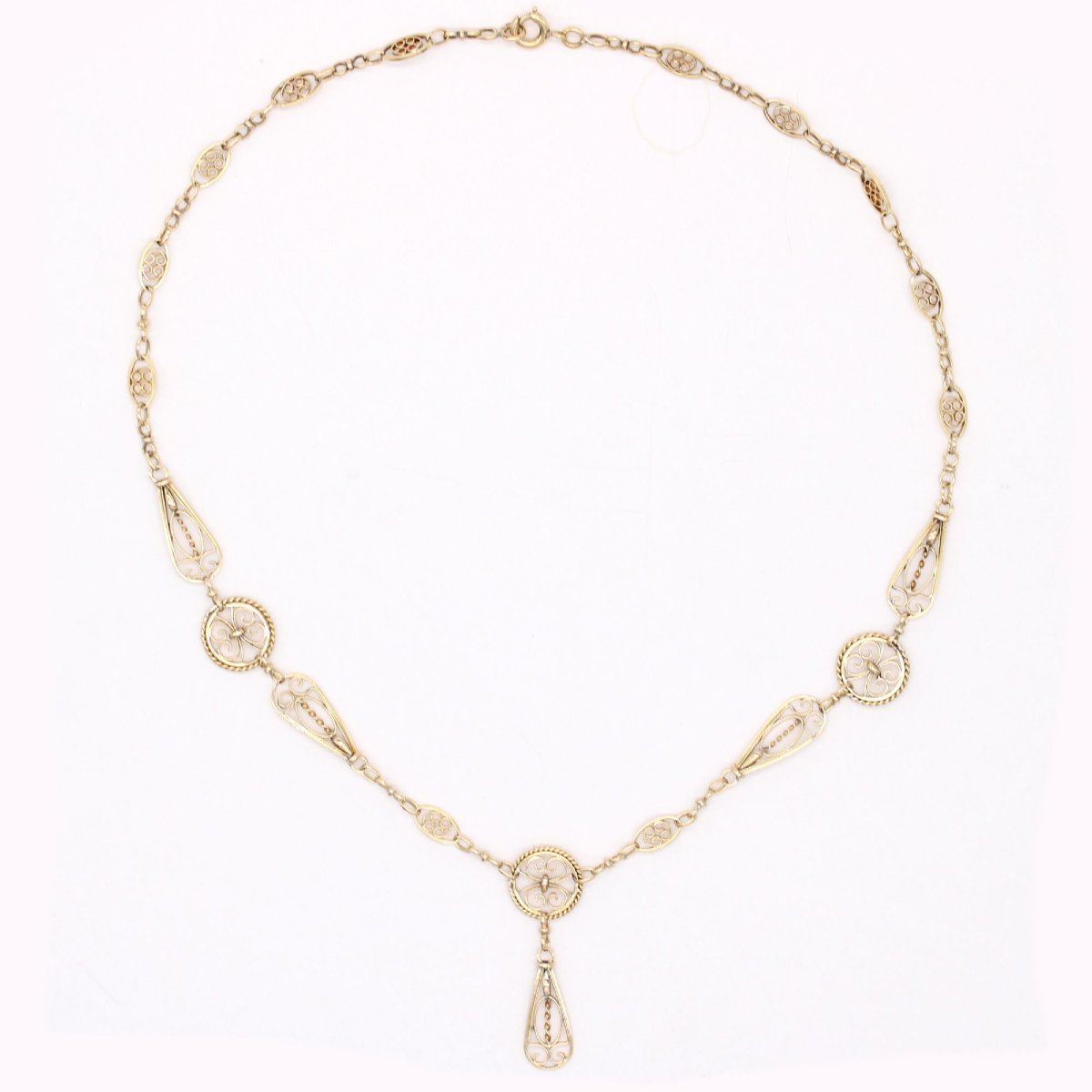 Antique Yellow Gold Filigree Necklace-photo-4