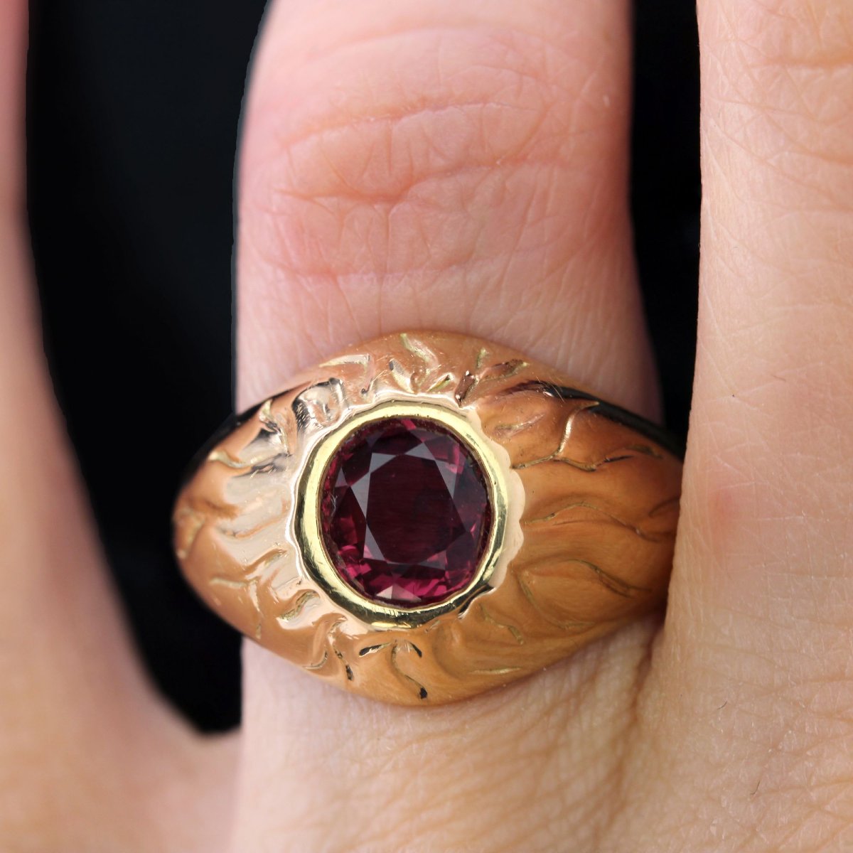 Bague jonc vintage rubis-photo-2