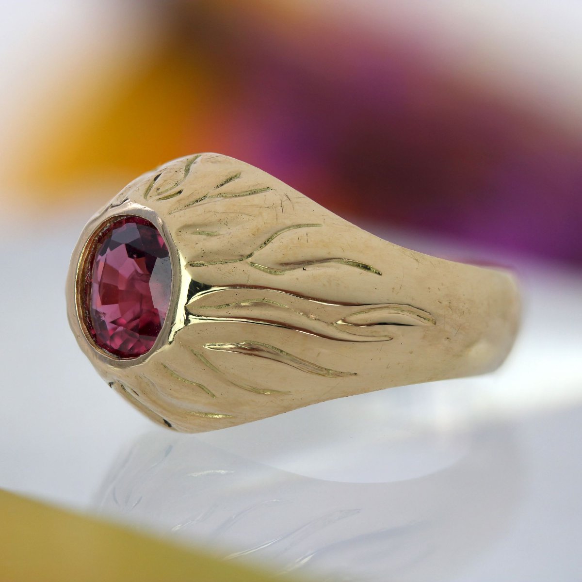 Bague jonc vintage rubis-photo-5
