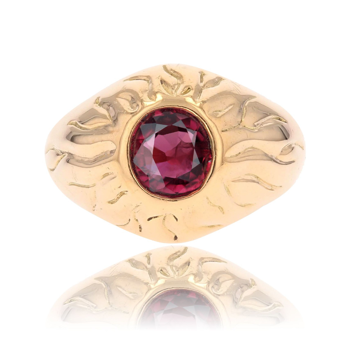 Bague jonc vintage rubis