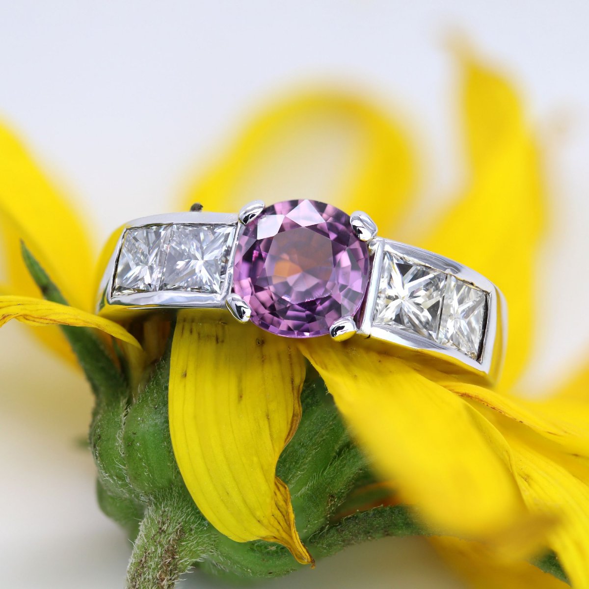 Princess Pink Sapphire And Diamond Ring-photo-3