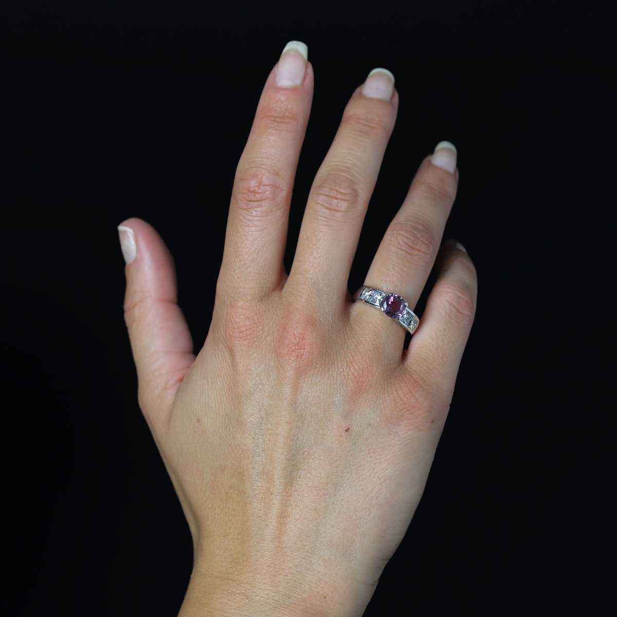 Princess Pink Sapphire And Diamond Ring-photo-4