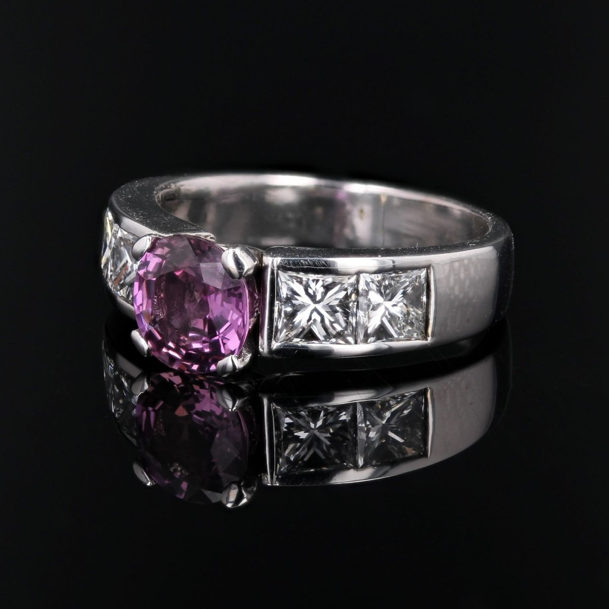 Princess Pink Sapphire And Diamond Ring-photo-3