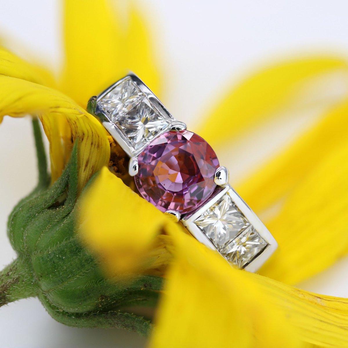 Princess Pink Sapphire And Diamond Ring-photo-6