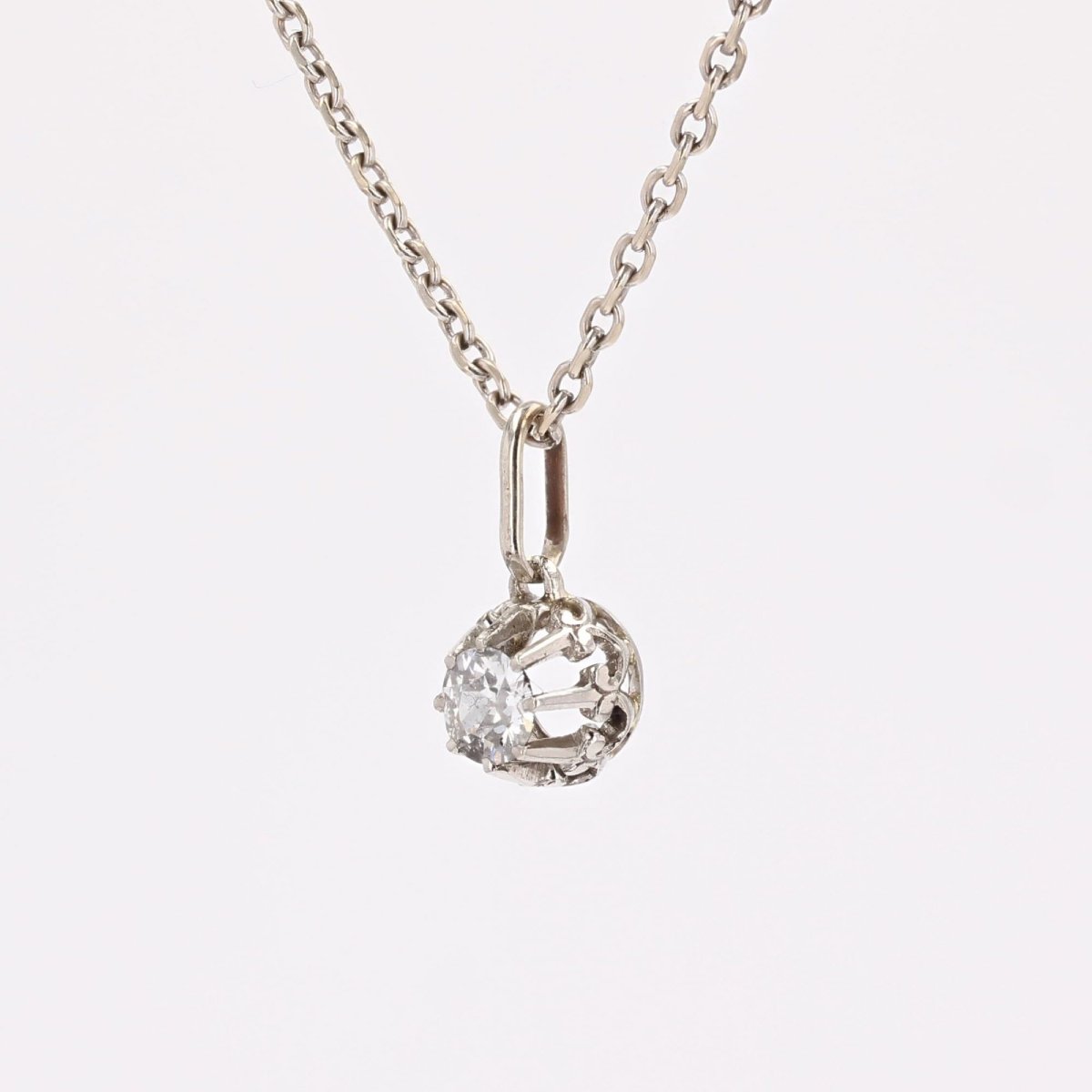 Pendentif ancien diamant or blanc-photo-1
