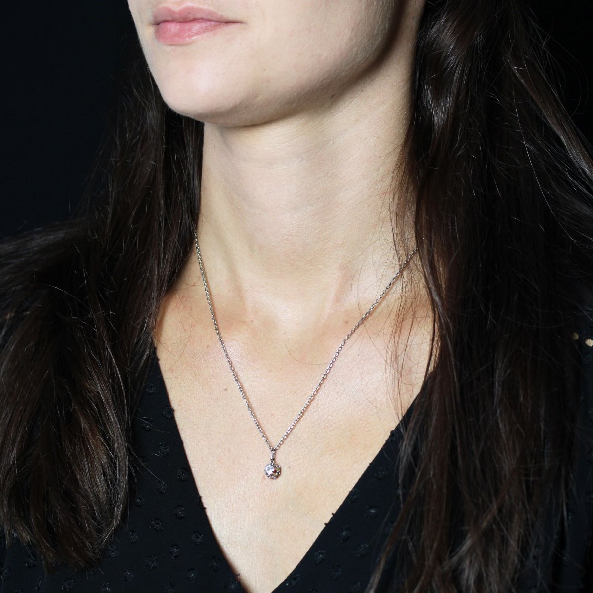 Pendentif ancien diamant or blanc-photo-2