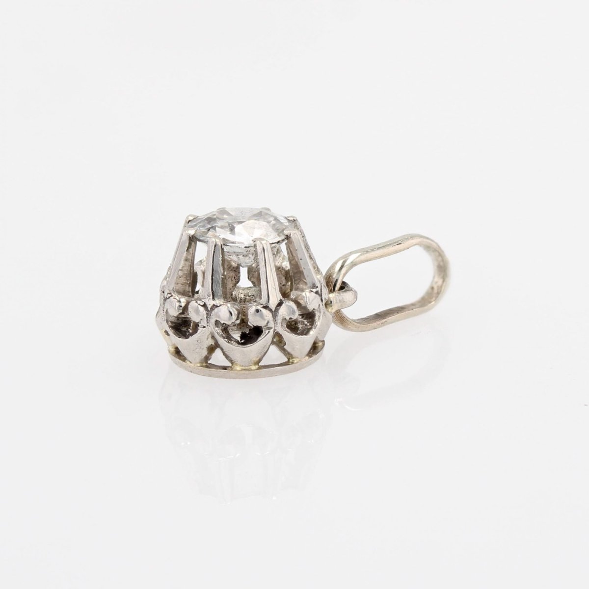 Pendentif ancien diamant or blanc-photo-5