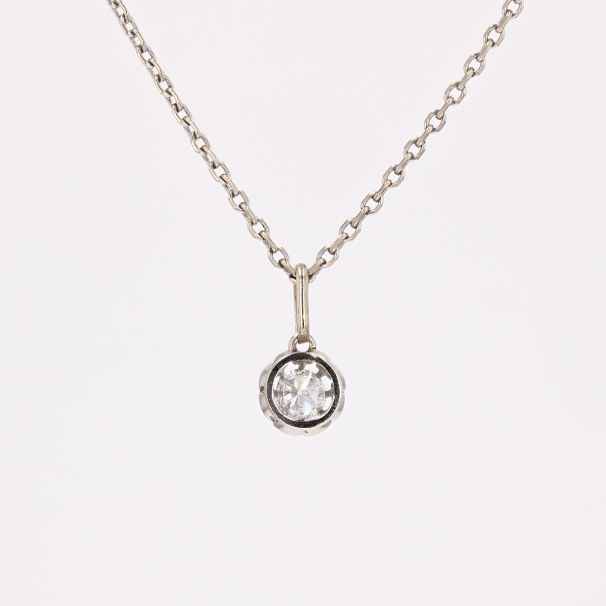 Pendentif ancien diamant or blanc-photo-6