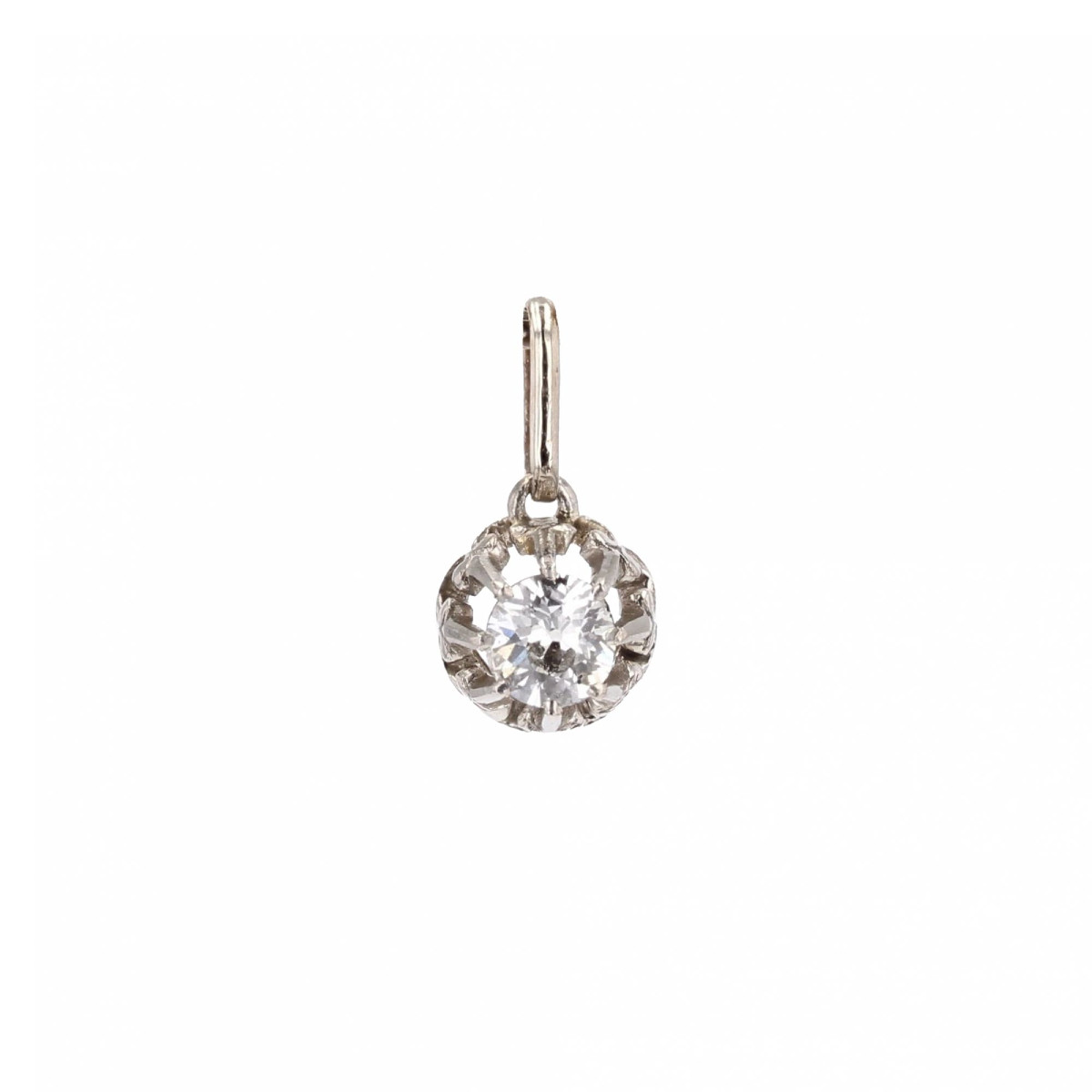 Pendentif ancien diamant or blanc
