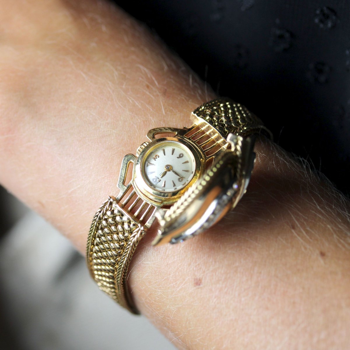 Montre bracelet vintage Uti or et diamants-photo-4