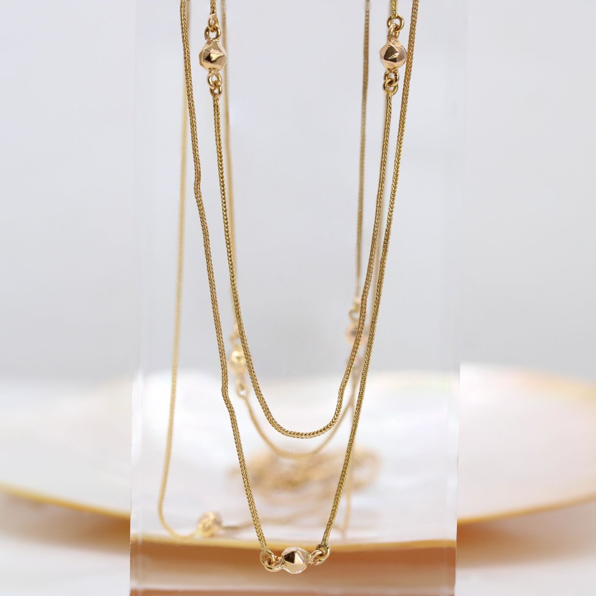 Chaine sautoir fine ancienne et ses perles d'or-photo-3