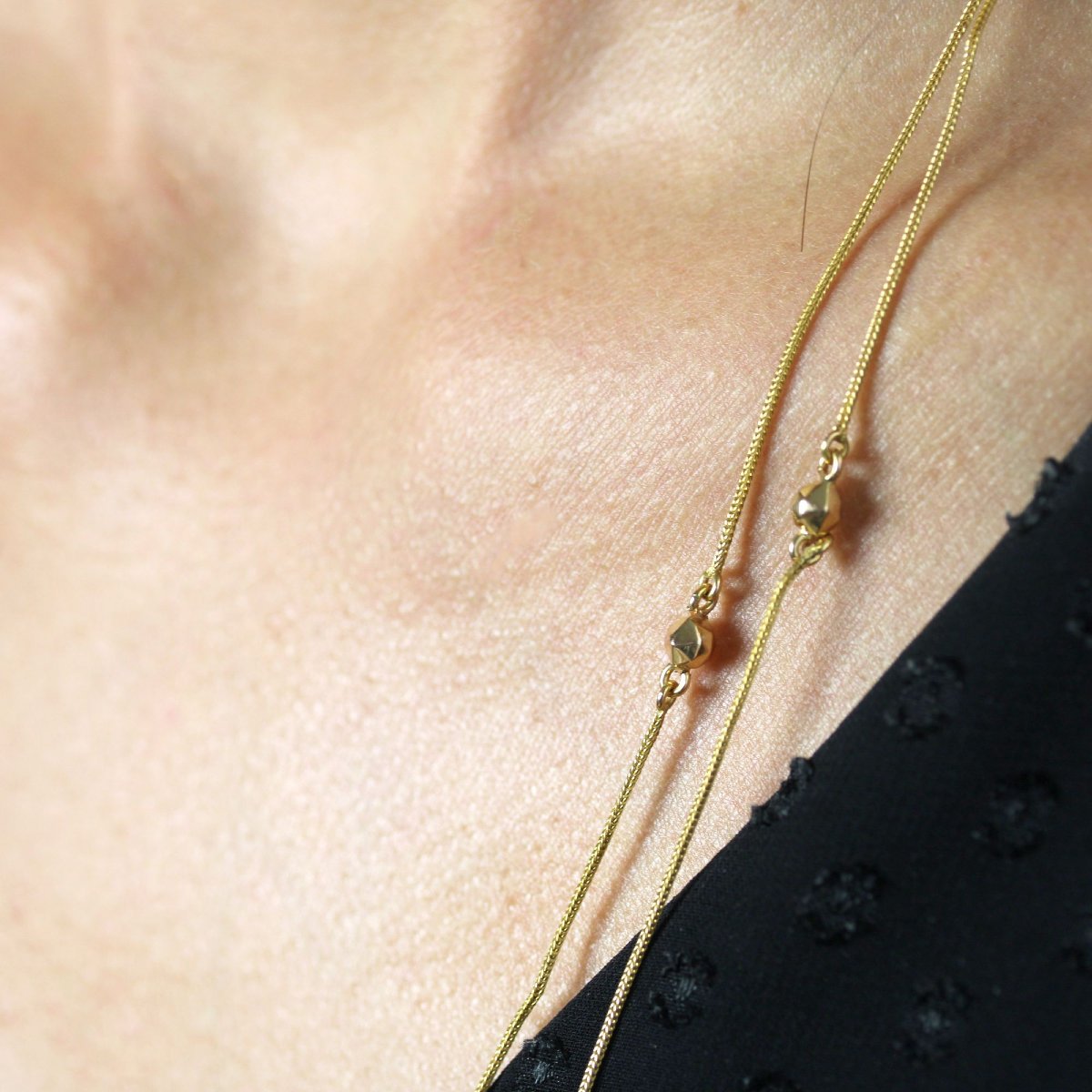 Chaine sautoir fine ancienne et ses perles d'or-photo-6