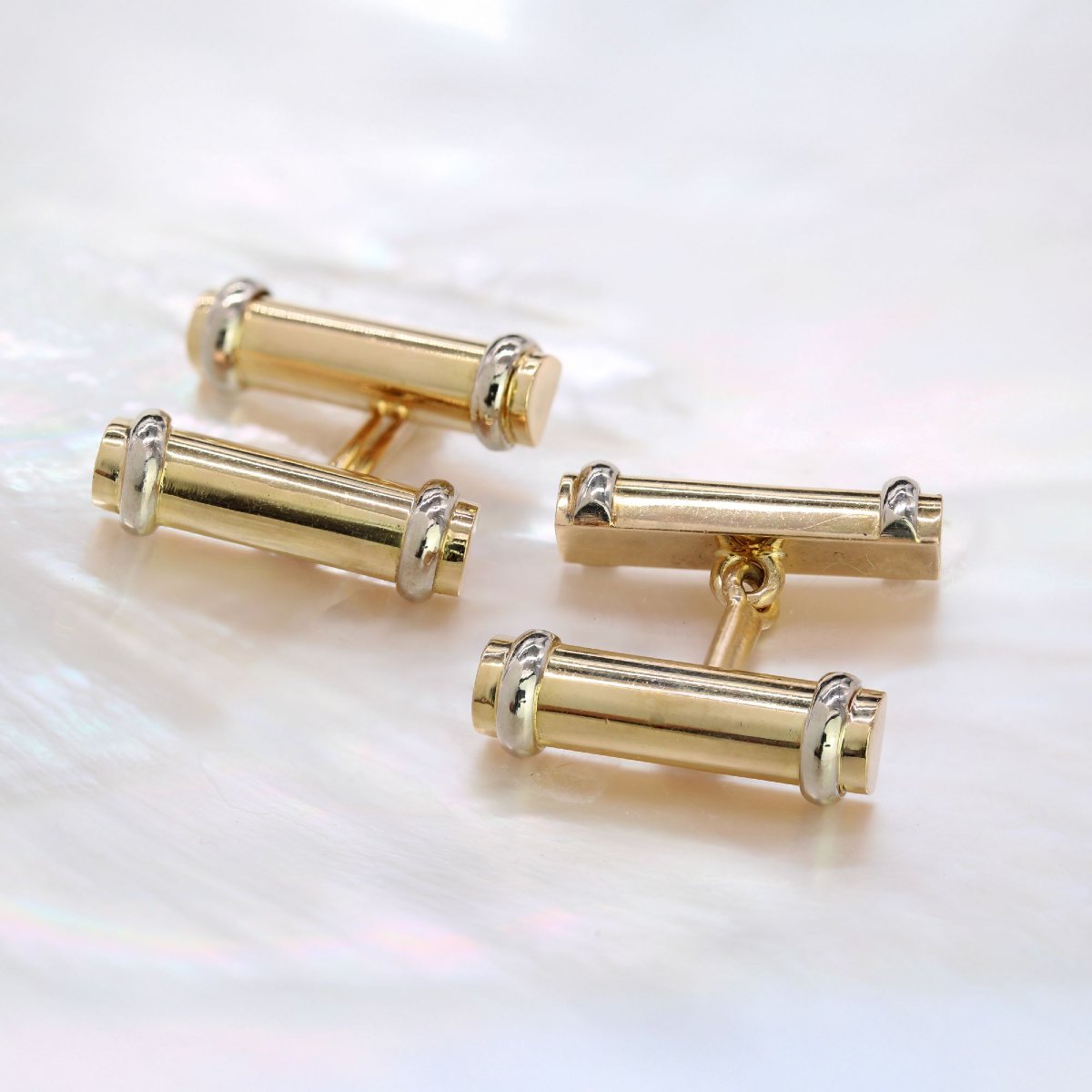 Boutons de manchette bombés en or jaune-photo-2