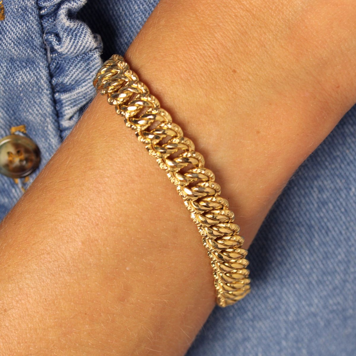 Antique Rose Gold Curb Chain Bracelet-photo-4