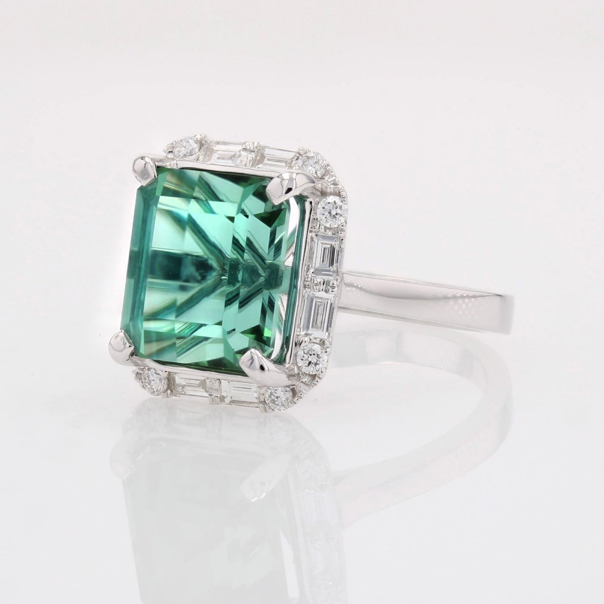 Bague tourmaline et diamants taille baguette et brillant-photo-4
