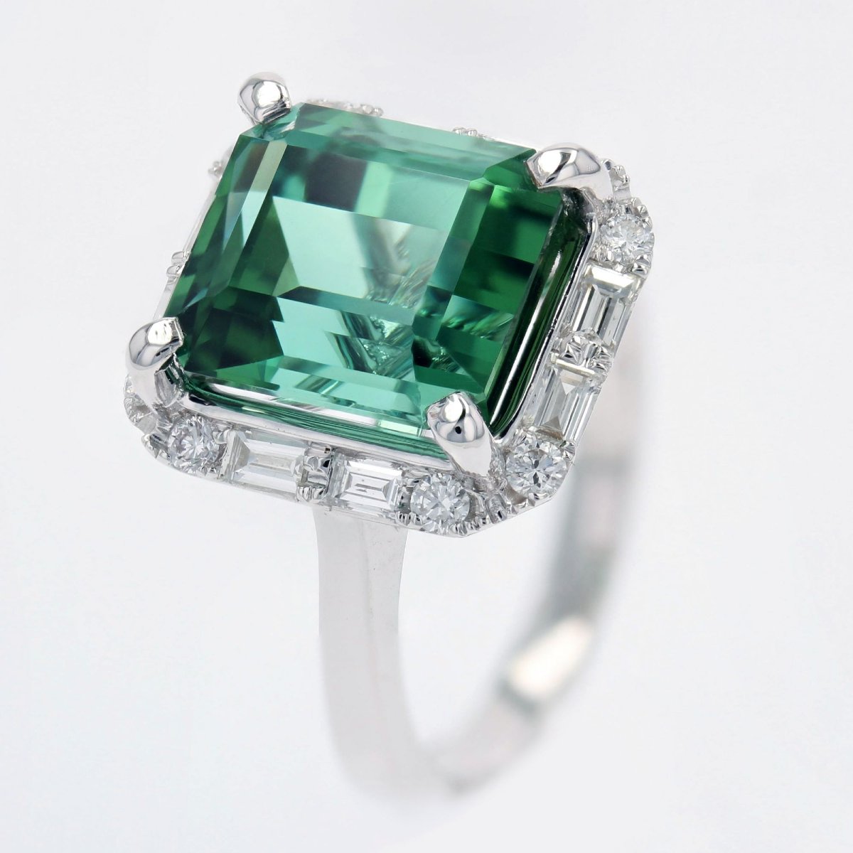 Bague tourmaline et diamants taille baguette et brillant-photo-5