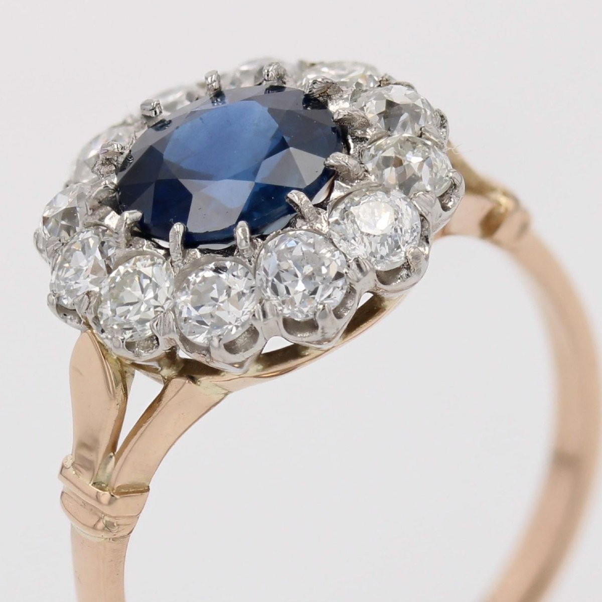 Antique Sapphire And Diamond Daisy Ring-photo-5