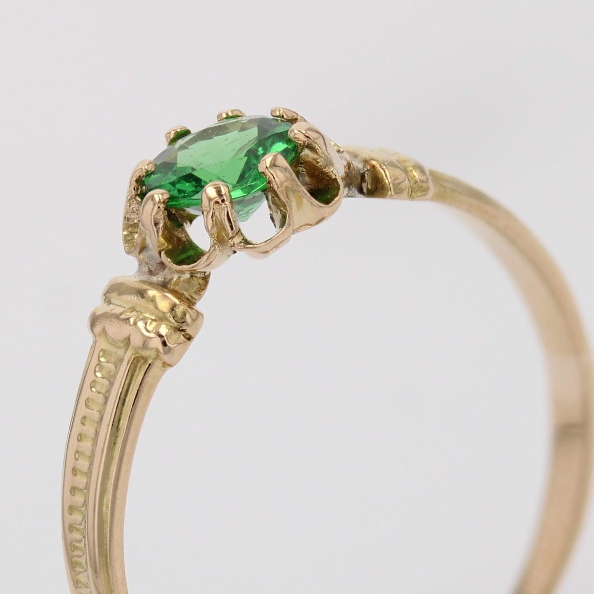 Antique Green Garnet Solitaire Ring-photo-5
