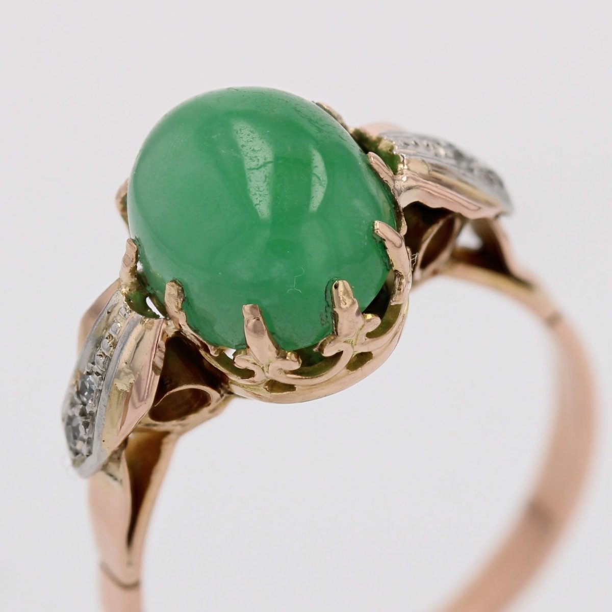 Bague ancienne jade et diamants-photo-5