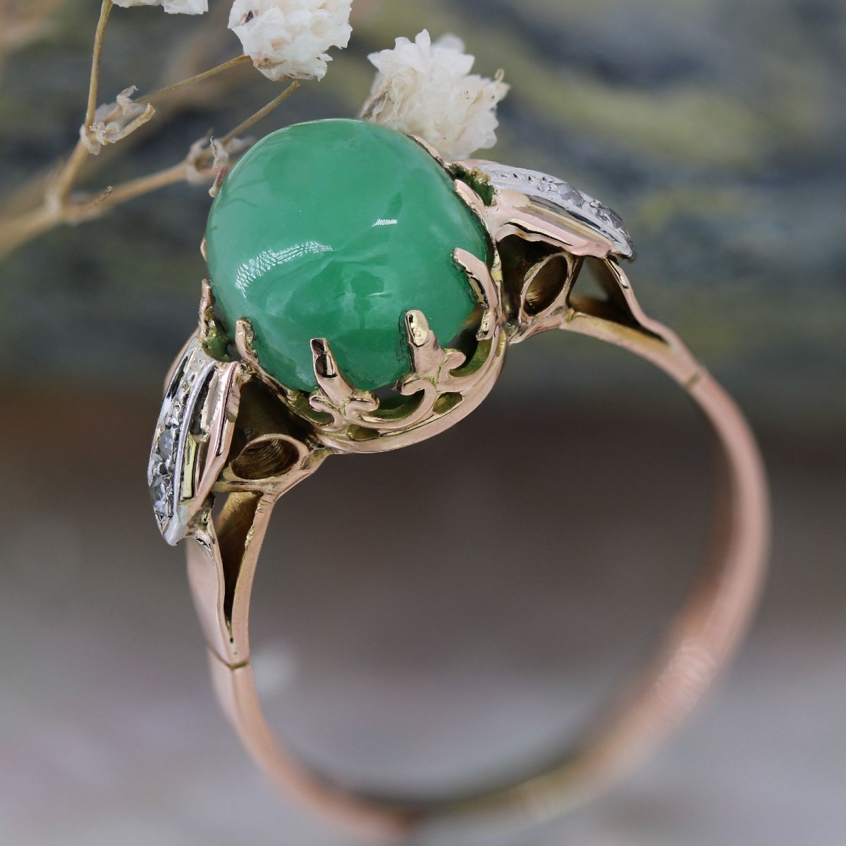 Bague ancienne jade et diamants-photo-6
