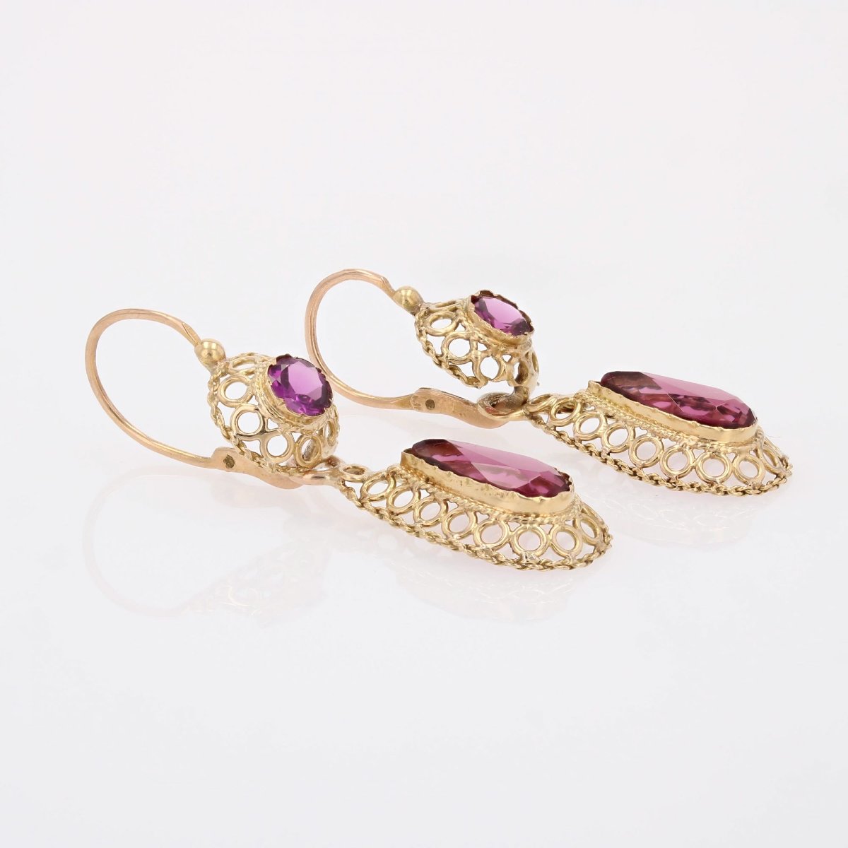 Boucles d'oreilles anciennes grenats et or-photo-6