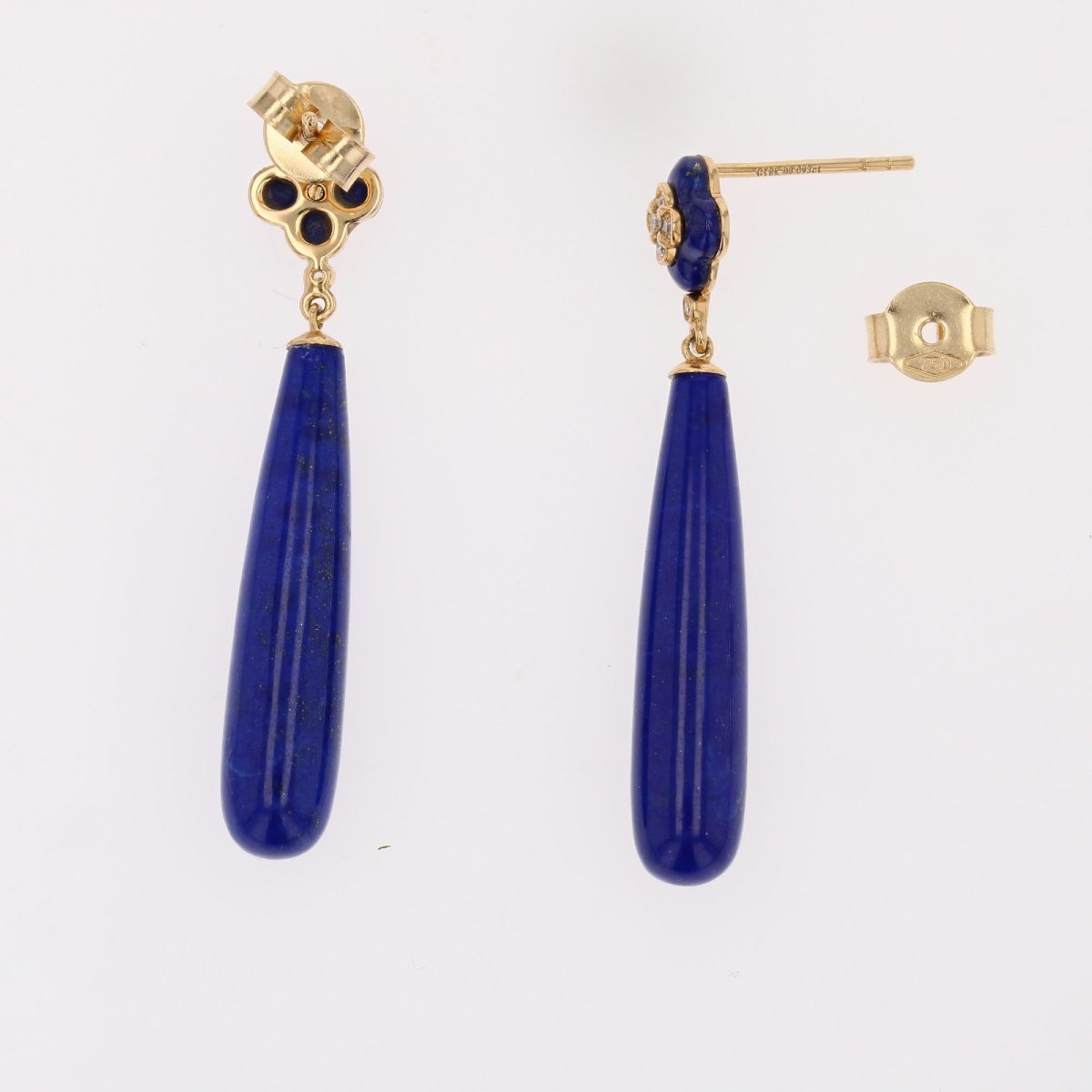 Boucles d'oreilles lapis lazuli et diamants or jaune-photo-4