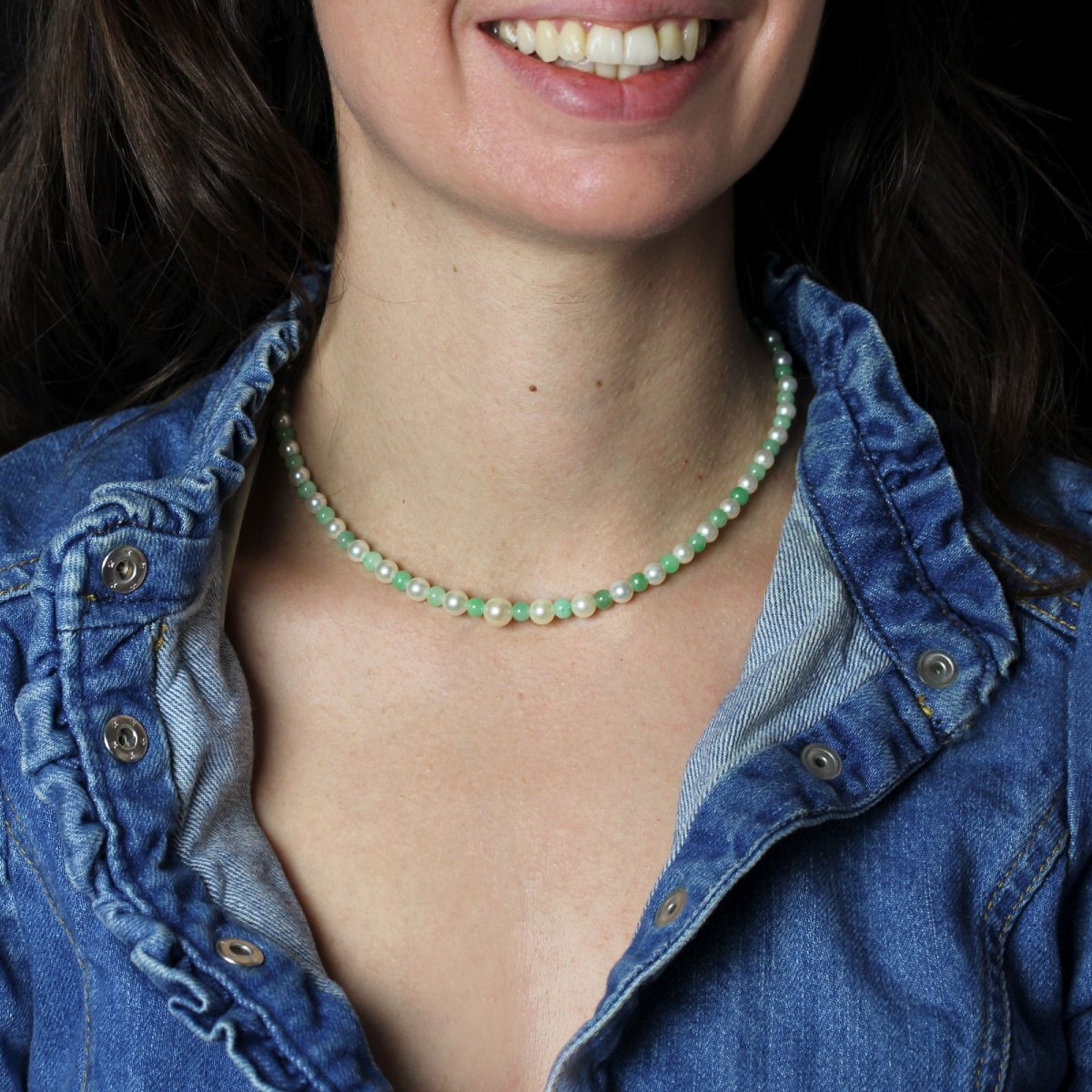 Collier perles de jade et perles de culture-photo-2