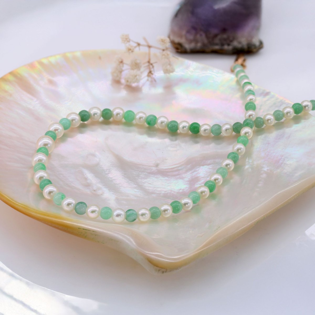 Collier perles de jade et perles de culture-photo-3