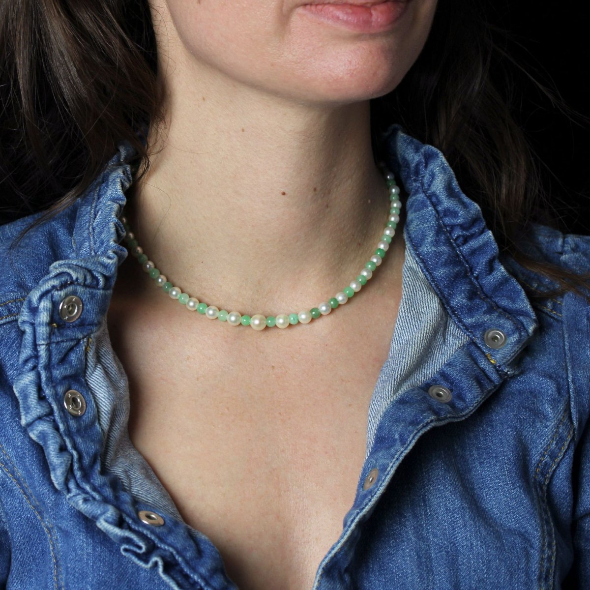 Collier perles de jade et perles de culture-photo-2
