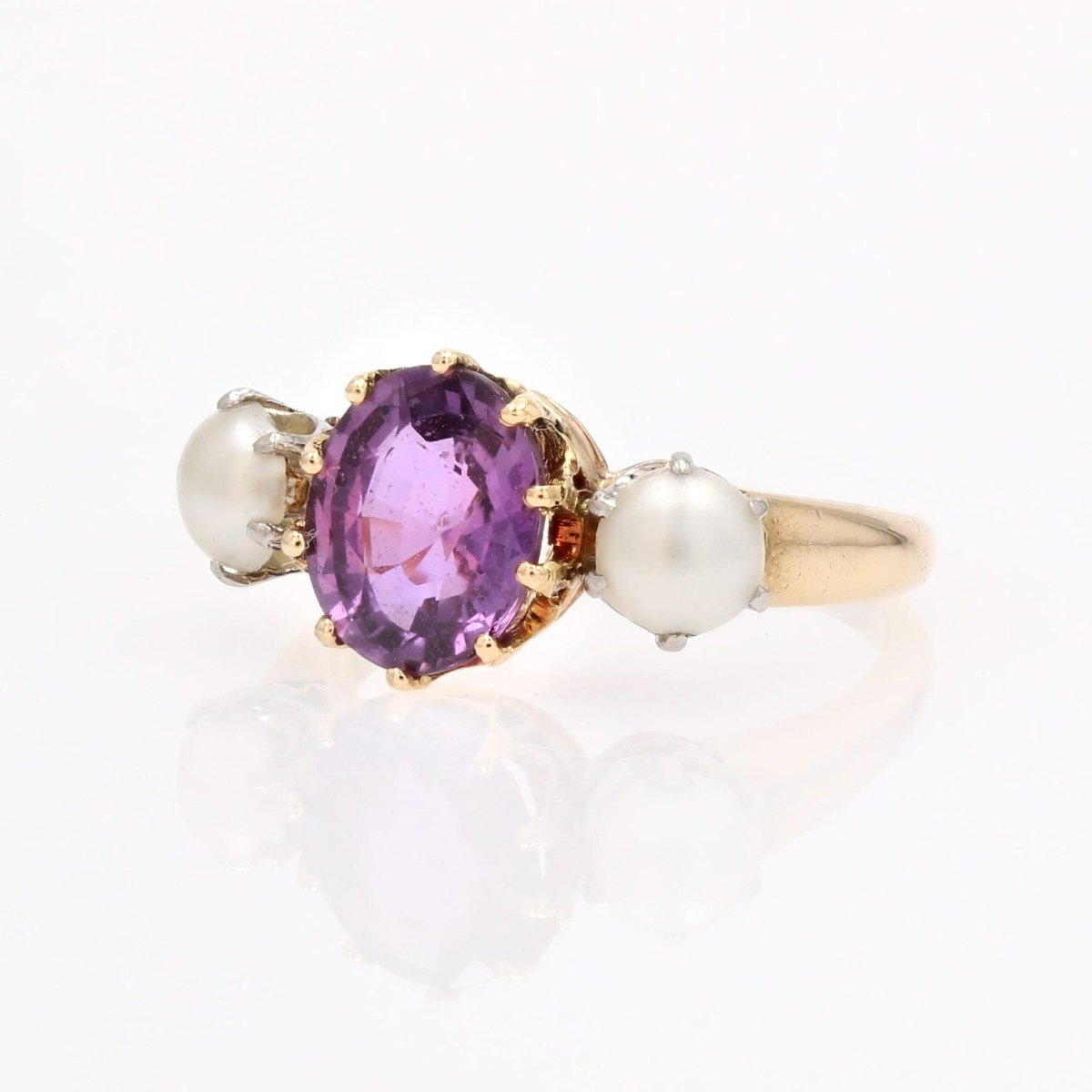 Antique Ring With Purple Sapphire And Pearls-photo-4