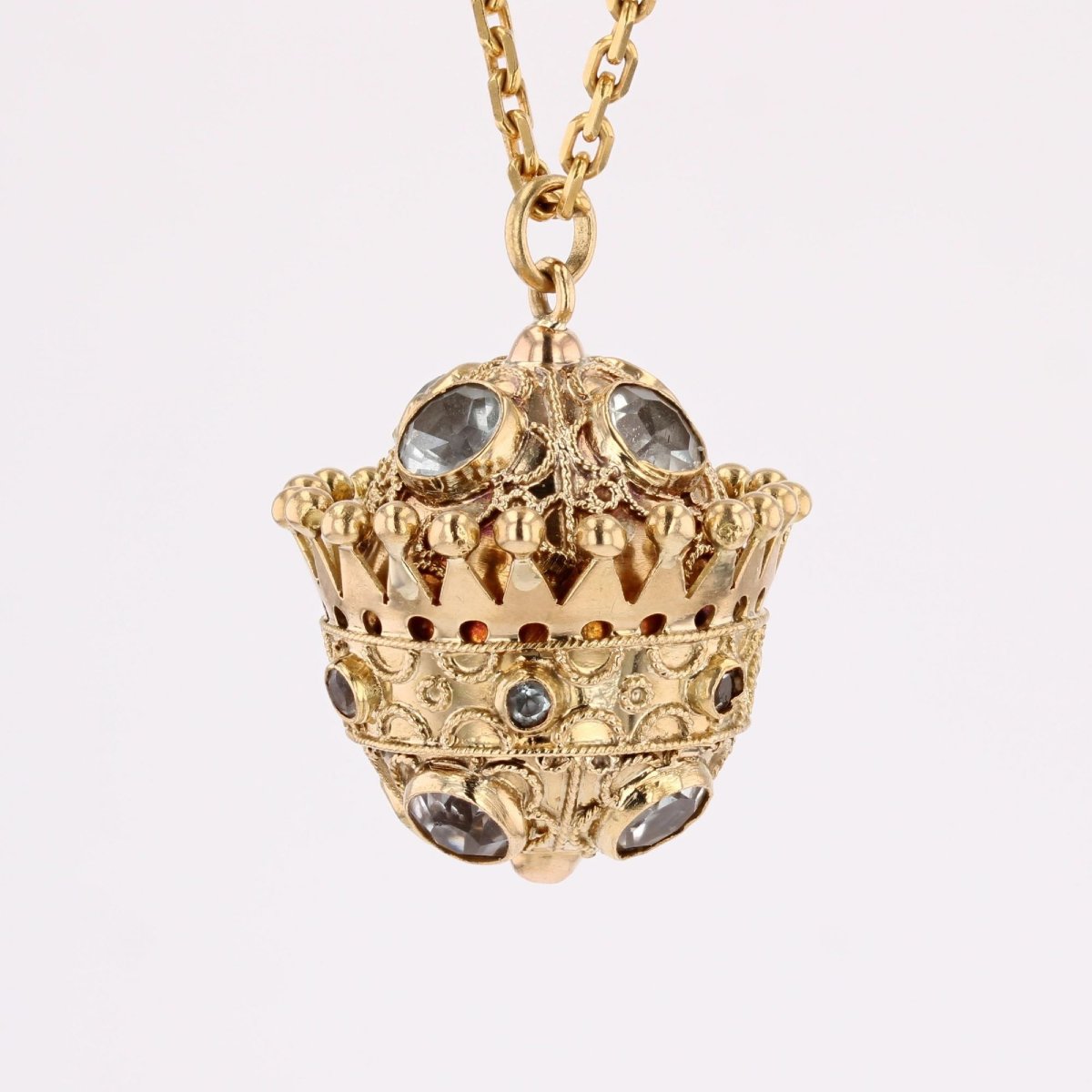 Pendentif vintage or et aigue-marine-photo-1