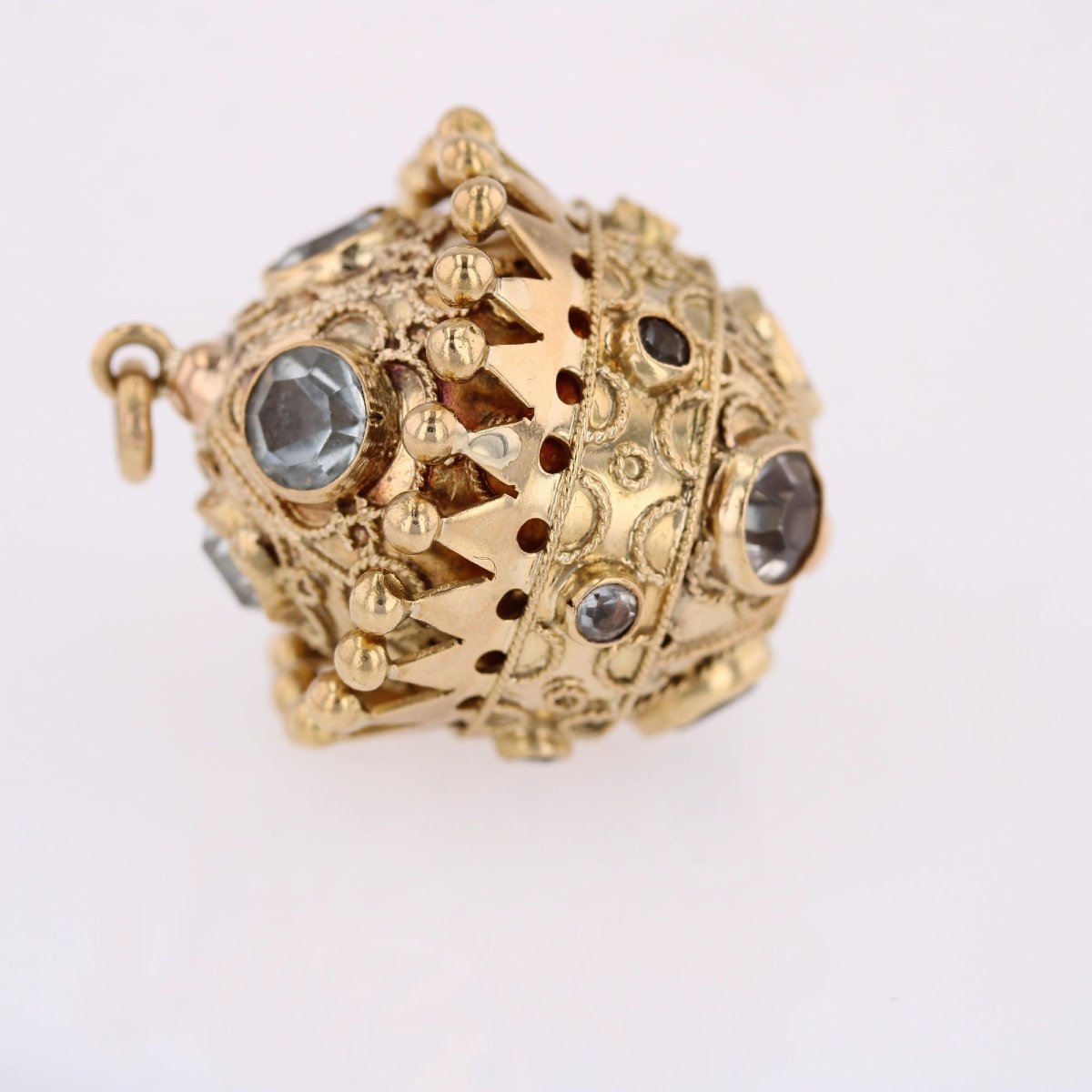 Pendentif vintage or et aigue-marine-photo-5